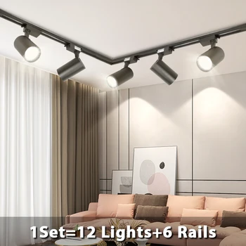 סט מלא אור המסלול מודרני אורות מסלול 40W 30W 20W 12W התקרה כתמים רכבת תאורה Led תאורת מסלול הסלון חנות