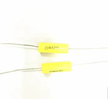 סיטוני וקמעוני ארוך מוביל צהוב צירית סרט פוליאסטר קבלים אלקטרוניקה 0.22 uF 630V fr שפופרת מגבר אודיו משלוח חינם