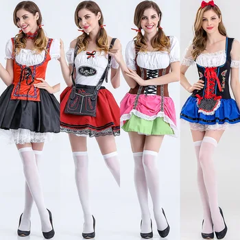 סקסי של אישה גרמניה בוואריה אוקטוברפסט תחפושת המלצרית תלבושת ילדה הטברנה של ברמן Costum ליל כל הקדושים המפלגה Cosplay המדים