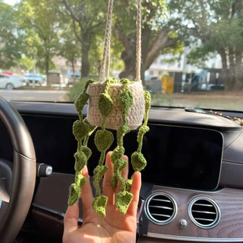 עבודת יד, סריגה רכב סטיילינג צמחים בשרניים המכונית צמח Ornamentos קישוט הפנים Accersories חמוד מתנה לנשים