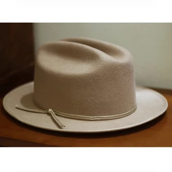 עבודת יד צמר כובע לבד,פסגת ההר עיצוב קאובוי אמריקאי ציירו ,גמל צבע ראש גדול נוקשה קצה כמוסות עם M L XL גודל