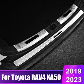 עבור טויוטה RAV4 2019 2020 2021 2022 2023 רב 4 XA50 היברידית המטען כיסוי דלת תא המטען שומר הפגוש האחורי שפשוף אדן צלחת Accessaries