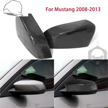 עבור פורד מוסטנג 2008-2013 המראה האחורית כמוסות מכסה 2 יח ' אמיתי סיבי פחמן מעטפת רכב סטיילינג ואביזרים להדביק סגנון שחור