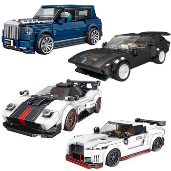 עובש המלך היי-טק המכונית צעצועים 4 סגנונות סופר מכונית מירוץ אבני בניין עם תצוגת תיבת MOC לבנים צעצועים חינוכיים לילדים מתנות