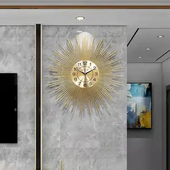 עיצוב מודרני שעוני קיר משלוח חינם דיגיטלית זהב עגול יוקרה שעון קיר מתכת הסלון Horloge Murale קישוט הבית