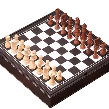 עץ שחמט משחק של שחמט בינלאומי עור תיבת שחמט עץ שחמט חתיכות צ ' סמן המלך גובה 78mm משחק לוח