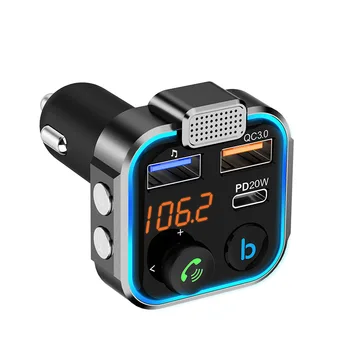 ערכת רכב משטרת 20W+ QC3.0 הידיים שיחה חינם נגן MP3 בס תמיכה במהירות מטען USB משדר FM לרכב מתאם Bluetooth 5.0 רדיו