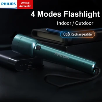 פיליפס SFL1236G 400 Lumens נייד, פנס, סוג C כבל נטענת סוללה 18650 פנסי LED להגנה עצמית