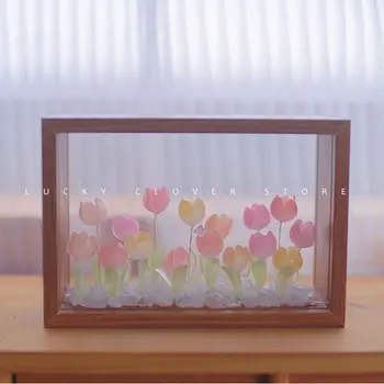 צבעוני, תאורה מסגרת תמונה עבודת יד פרח קישוטים DIY חומר עיצוב הבית מנורה יום נישואים, מתנת יום הולדת יום האהבה