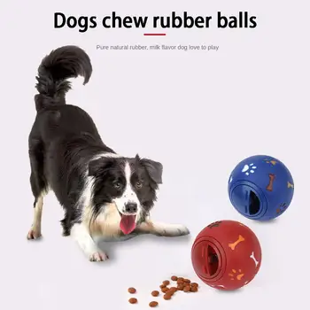 צעצוע לכלב כדור גומי לעיסה מנפק דליפה אוכל לשחק בכדור אימונים כחול שיניים אינטראקטיבי צעצוע הלעיסה כדורים אדומים מחמד J6U2