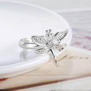 קוריאני אופנה 925 כסף סטרלינג נובל קריסטל יפה שפירית טבעות לנשים אביזרים החתונה מסיבת תכשיטים מתנות