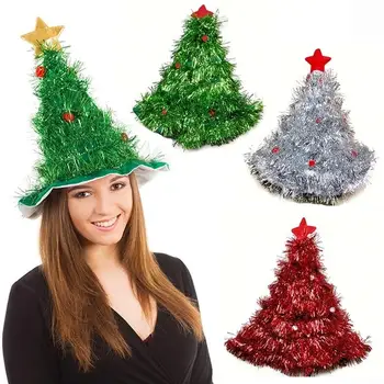 קישוט עץ חג מולד כובע 1pc בגימור אבא חג המולד חג המולד סנטה מסיבת תחפושות כובע כובע חג המולד