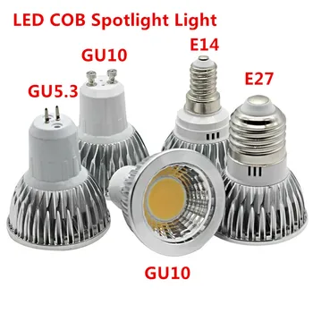 קלח led אור הזרקורים 6W 9W 12W מנורת led GU10/GU5.3/E27/E14 85-265V MR16 12V Cob led הנורה חם, לבן קר, לבן נורת led אור