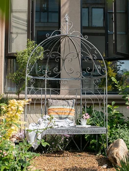 רטרו עיגול ברזל מושב חצר סריג קשת דוכן פרחים לקישוט מסיבת חתונה אביזרים ביתן