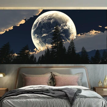 ריפוי הירח שמיים רקע בד ההגירה תלוי בד המיטה בחדר השינה קישוט קיר בד מעונות שטיח