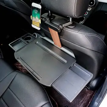 רכב נייד ההגה שולחן אוכל בעל הרכב למחשב נייד מעמד שולחני עם להרחבה צד מגירה & 2 נפרדים מגירה