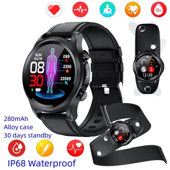 רמת הסוכר בדם מטר שעון חכם IP68, עמיד למים א. ק. ג לחץ דם Smartwatch גברים כושר גשש ספורט שעונים עבור אנדרואיד IOS