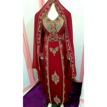 רקמת שמלת דובאי Kaftan Abaya מרוקאי Jalabiya גלימה Farasha