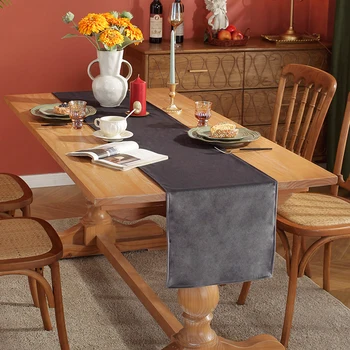 שולחן רץ קטיפה אמריקאית פשוטה יוקרה שולחן רצים מדינה חתונה קישוט האוכל המודרני הטקסטיל לבית 33x240cm