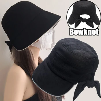 שוליים רחבים, דייג כובעי הנשים Bowknot לקשור פנמה הקוקו שמש כובע מתקפל נסיעות הקיץ הגנת UV Sunhats דלי כמוסות