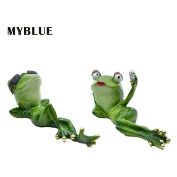 שרף אוהבי צפרדע MYBLUE 2Pcs/Set Kawaii גן חיות ליהנות מהחיים בחופשה פסלון נורדי הביתה קישוט החדר אביזרים