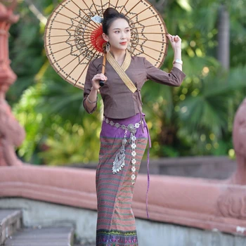 תאילנד וינטג בגדי כותנה פשתן החולצה, החצאית הארוכה דאי תאילנדי סאונה ספא מדים נשים סלון יופי עיסוי תאילנדי המדים