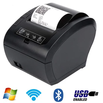 תרמית קבלת מדפסת 80mm Pos מדפסת עם WIFI/Bluetooth/USB/LAN/RS232 יציאת רכב חותך מסעדה, חנות